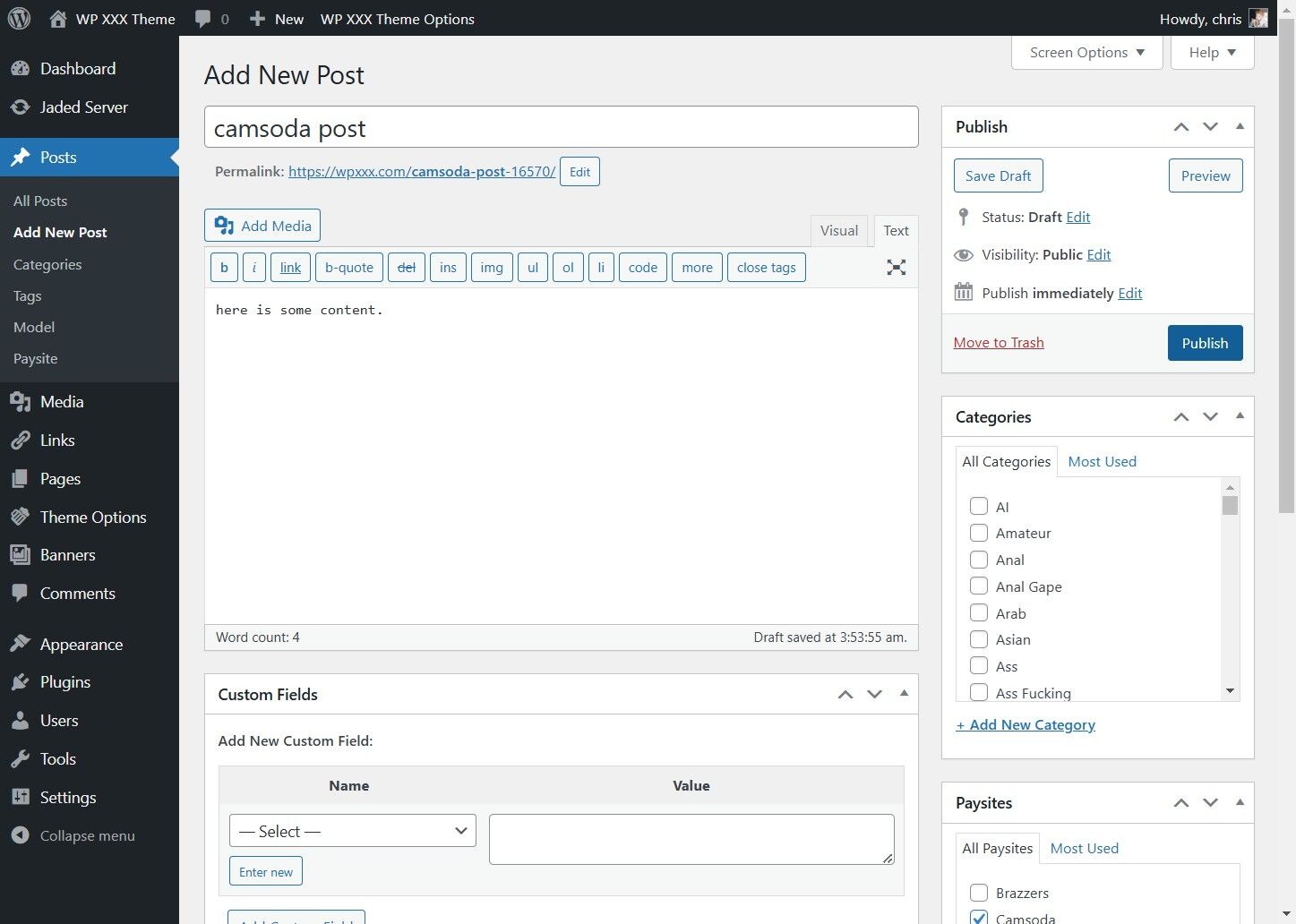 Enter Content into your post