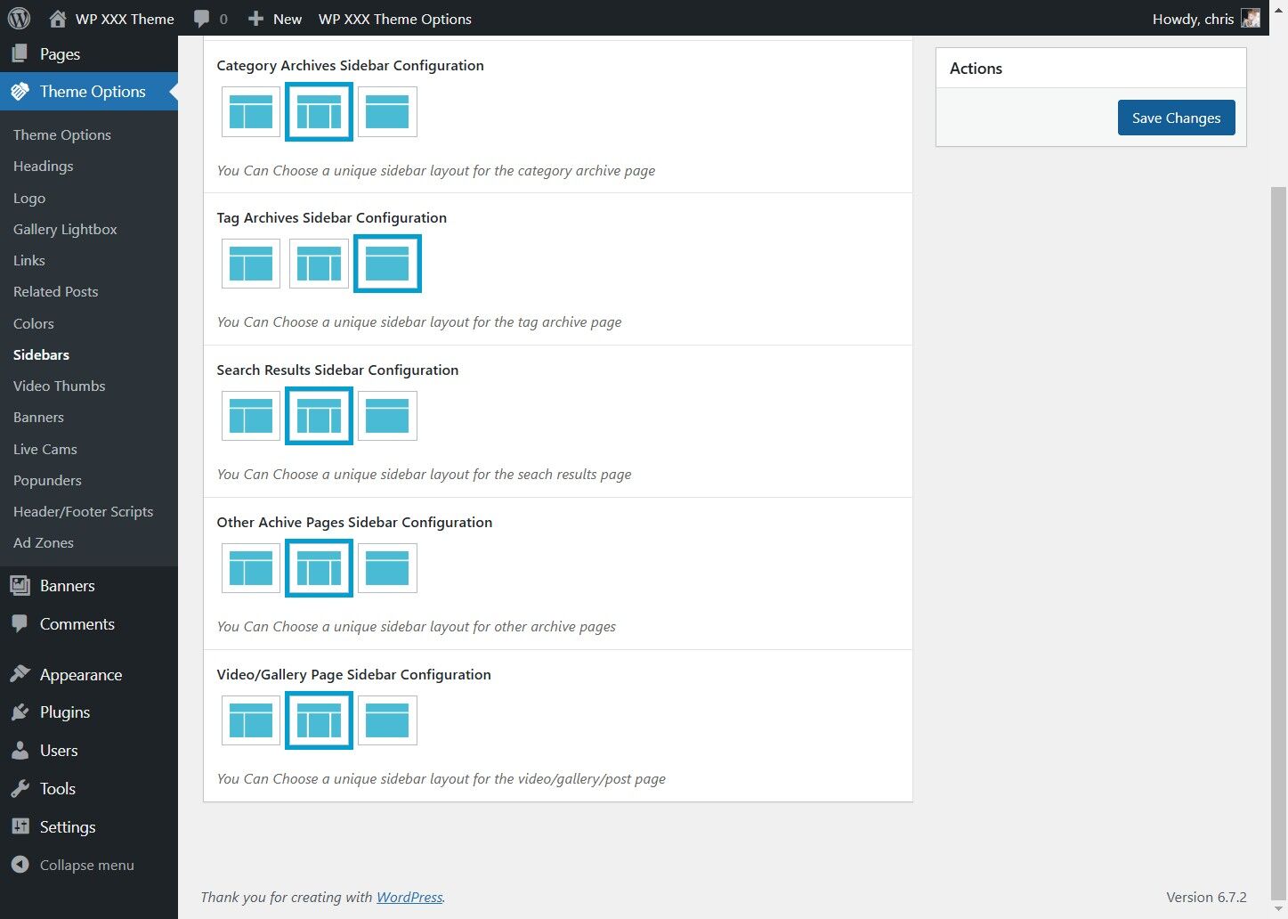 Click "Theme Options"