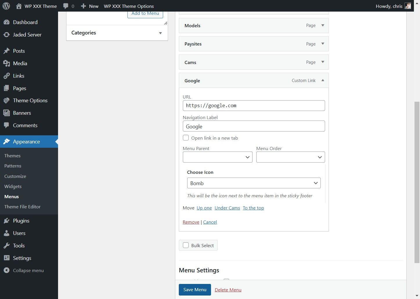 Enter Your Custom Link in the URL field