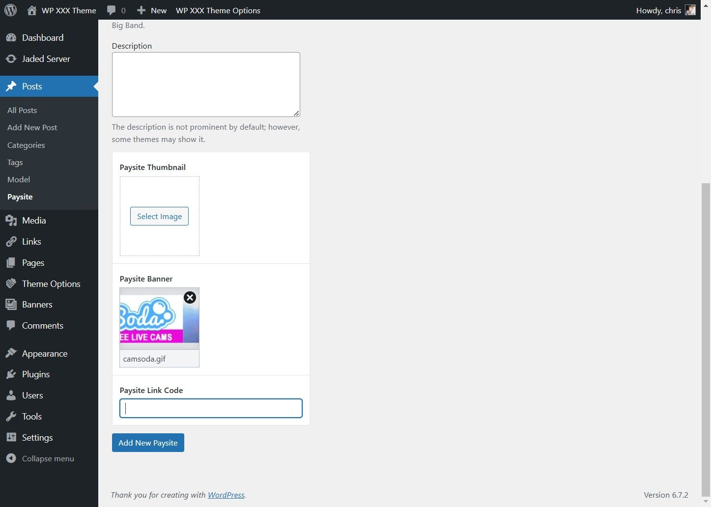 Enter the Paysite Link Code